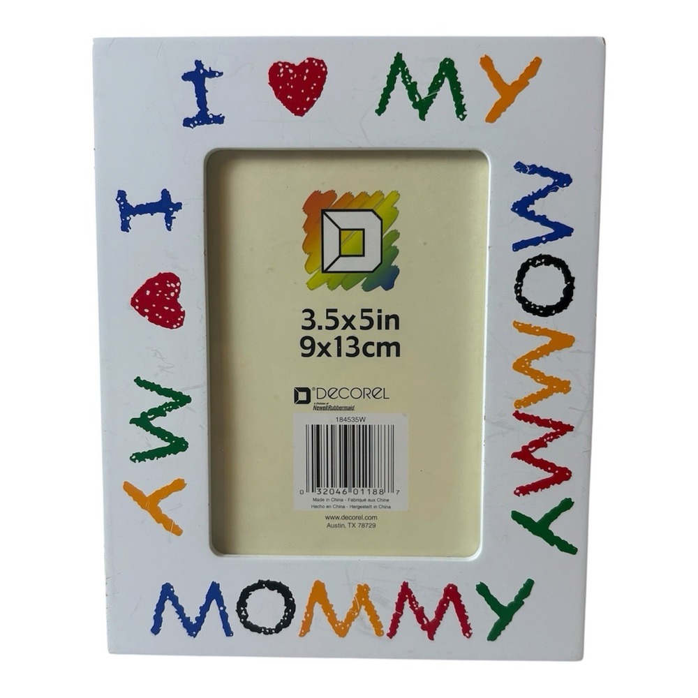 Vintage I Love ❤️ My‎ Mommy Wood Picture Photo Frame 3.5 X 5" Opening Crayon Art